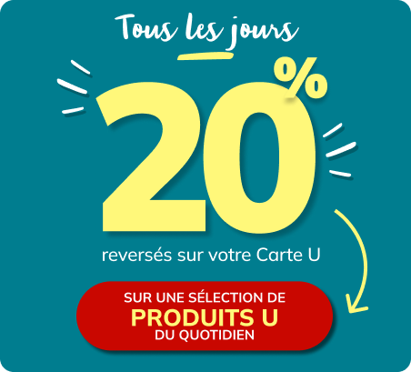 Tous les jours, 20% en Carte U sur les produits U