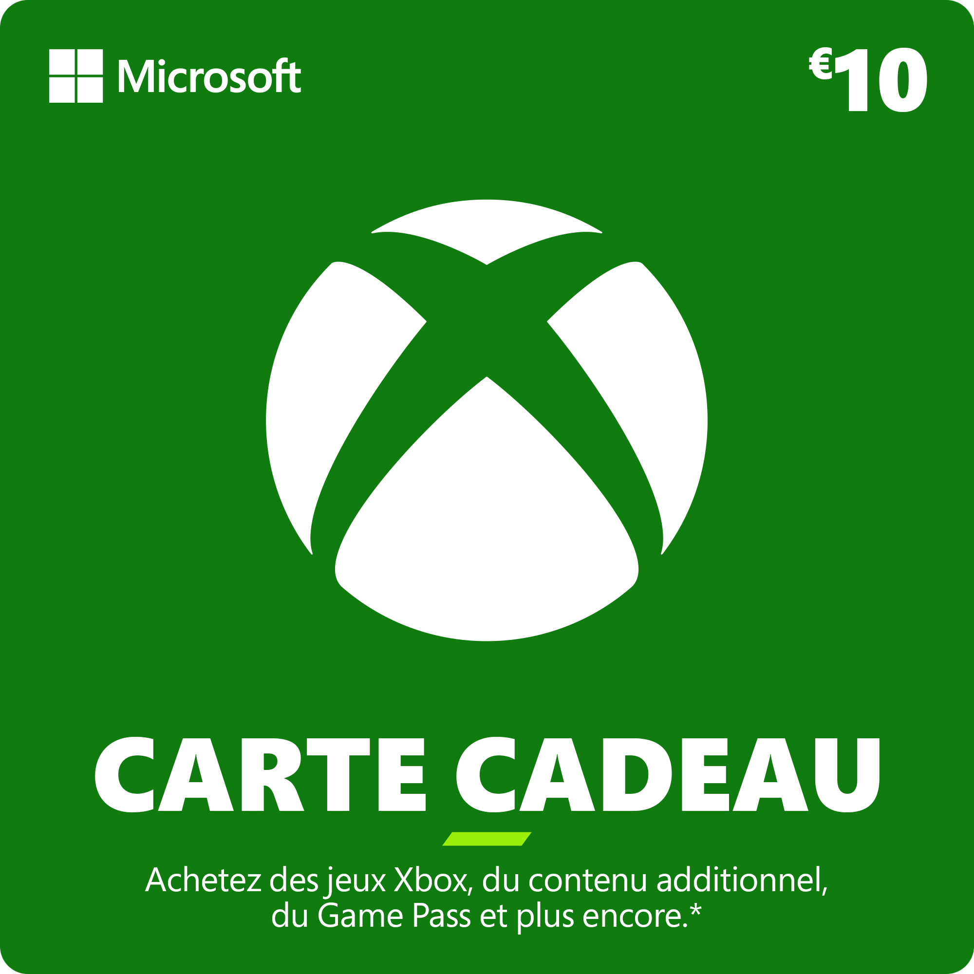 Carte cadeau Xbox 10 €