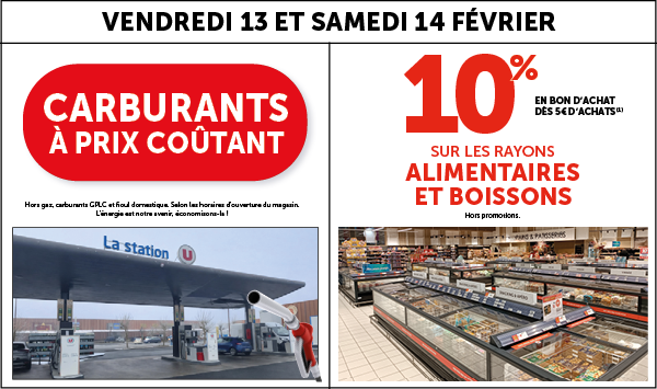 Vendredi 13 et samedi 14 février : carburants à prix coûtant et 10% sur les rayons alimentaires et boissons