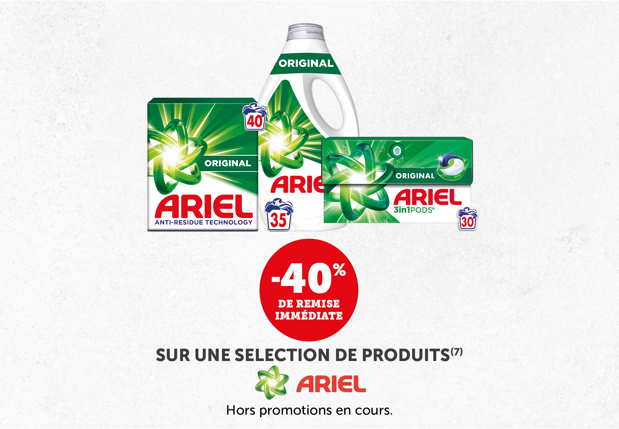 -40% sur une sélection de produits Ariel