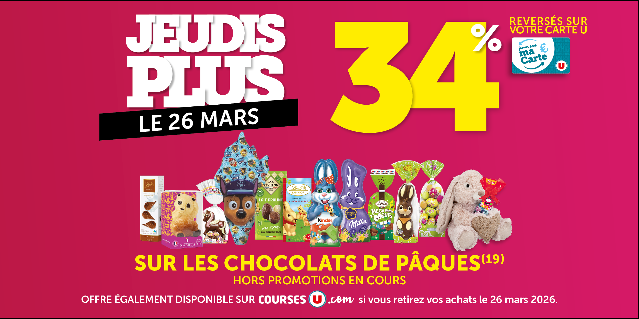 Jeudi plus : 34% reversés sur votre Carte U