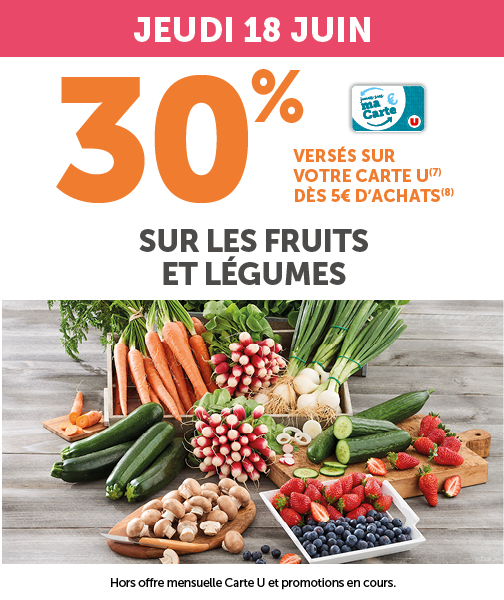 Jeudi 18 juin, 30% sur les fruits et légumes