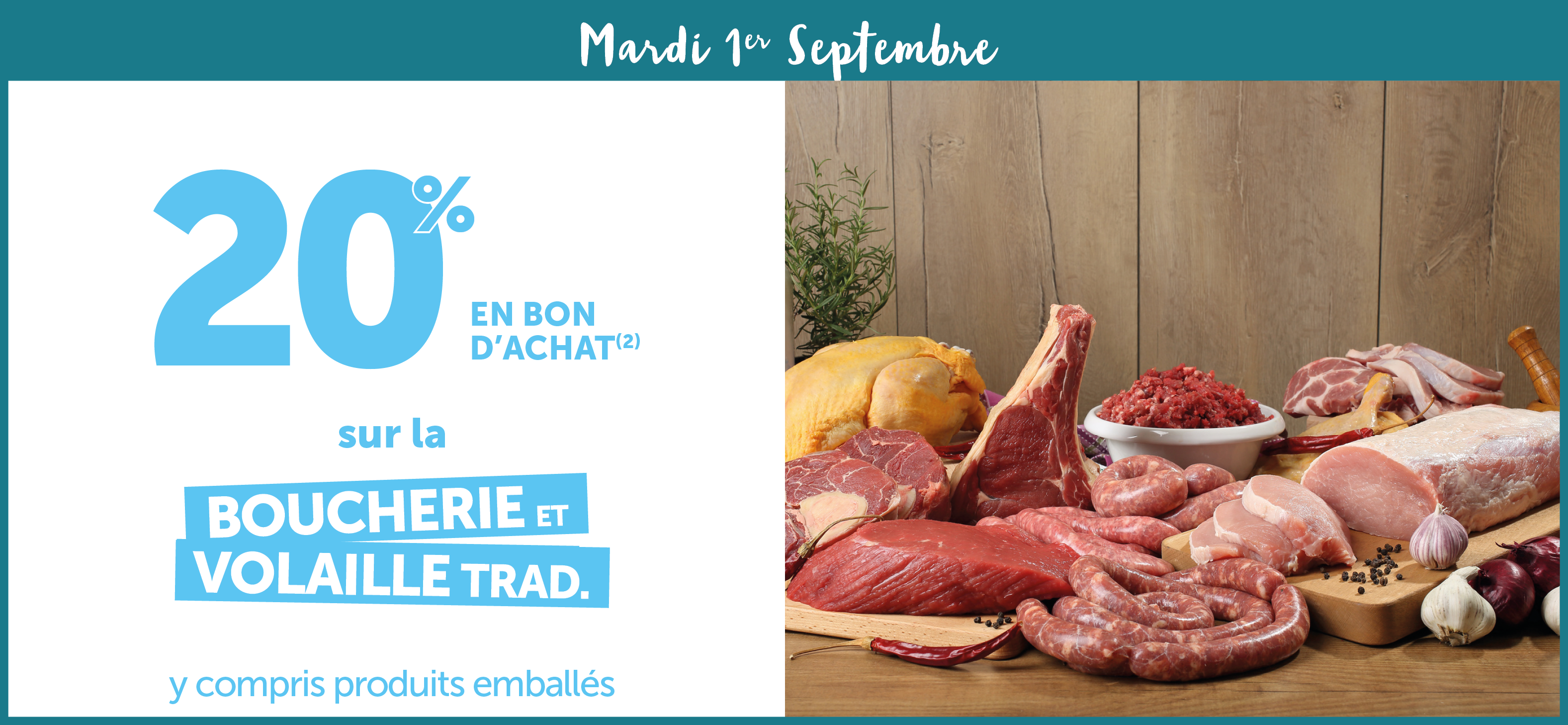 20% en bon d'achat sur la boucherie volaille