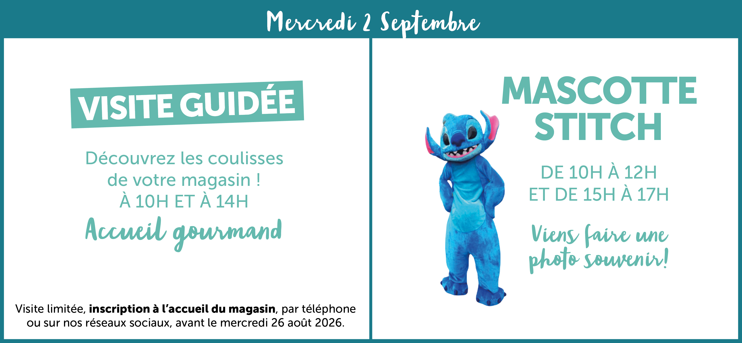 Visite du magasin et mascotte stitch