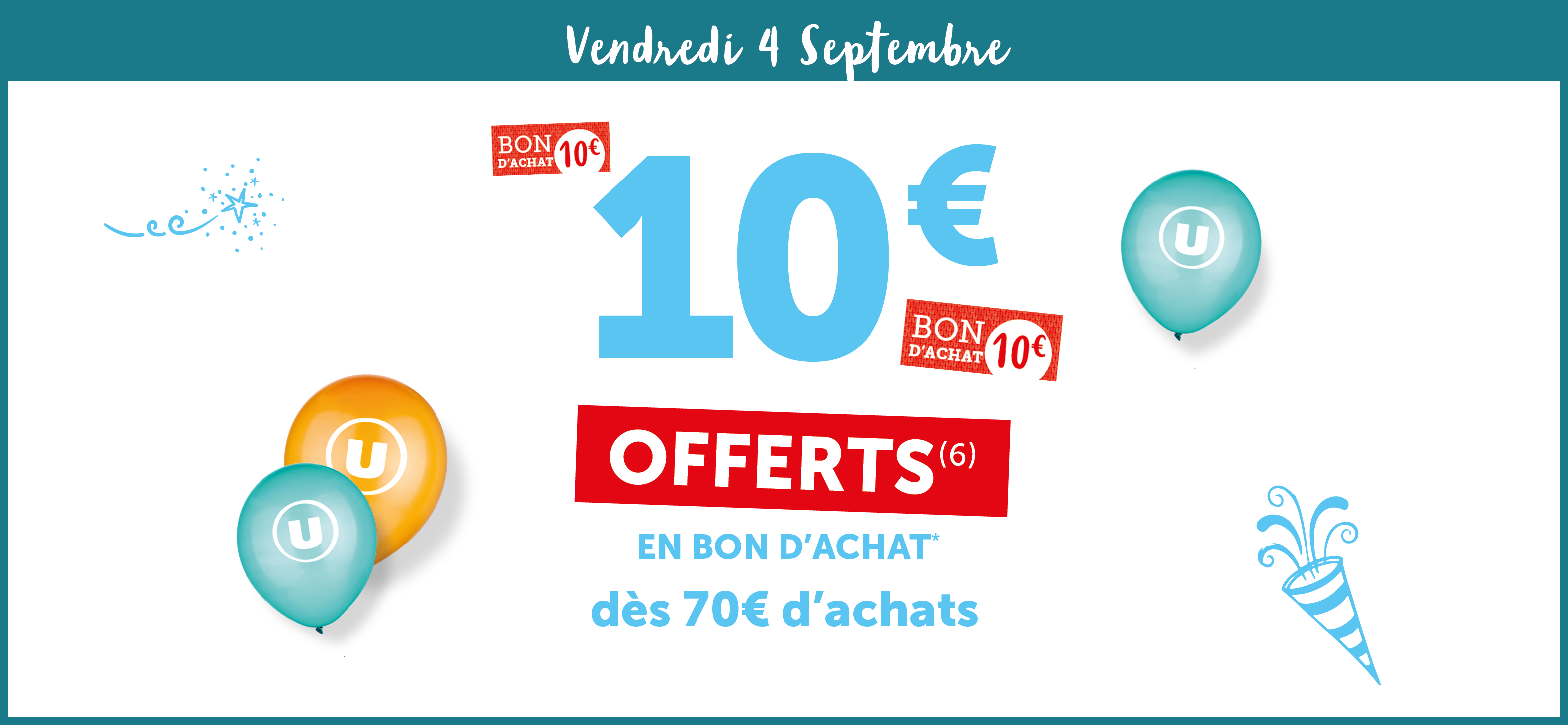 10€ offerts en bon d'achat dès 70€ d'achats