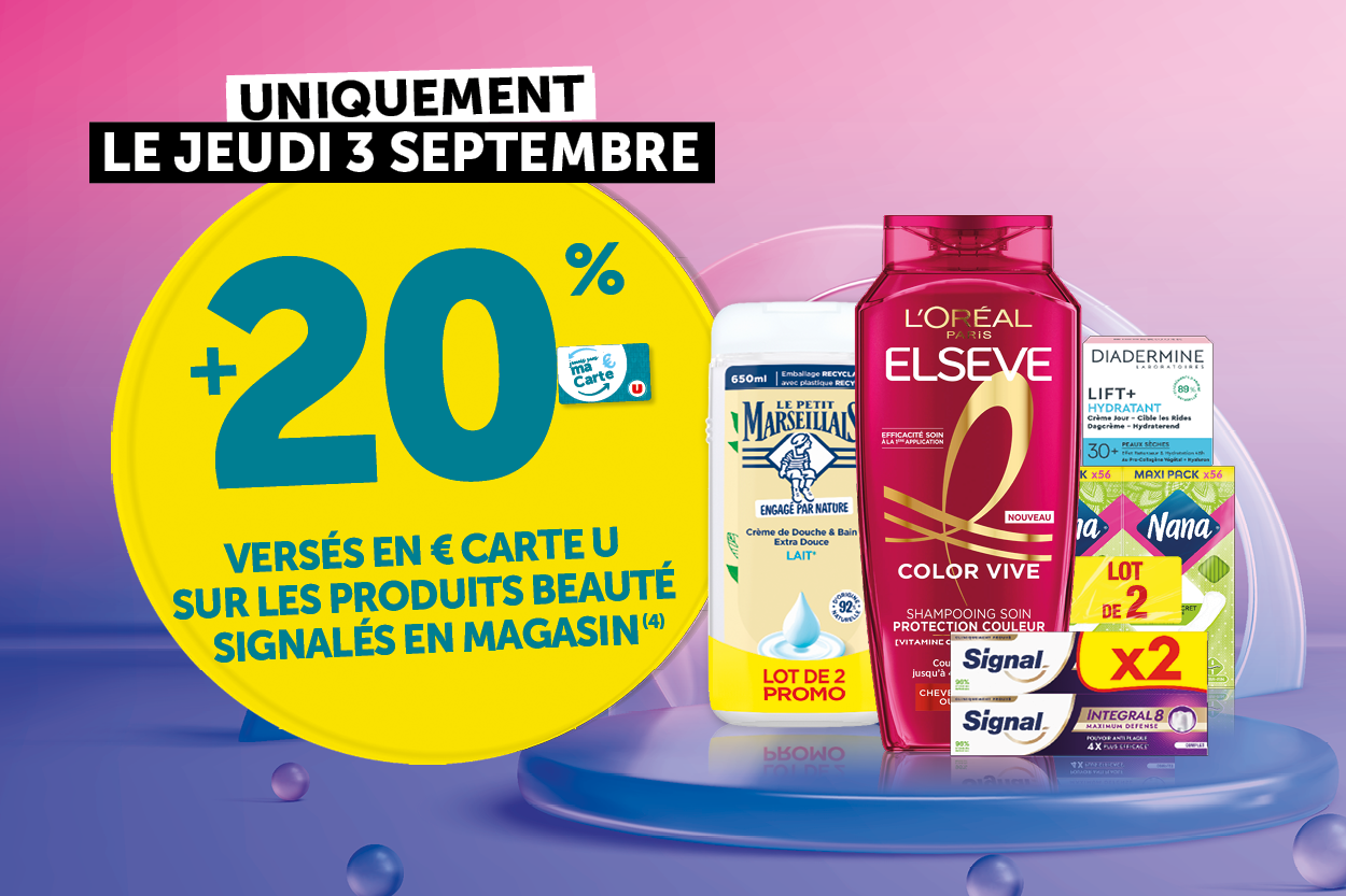 20% versé en euros Carte U