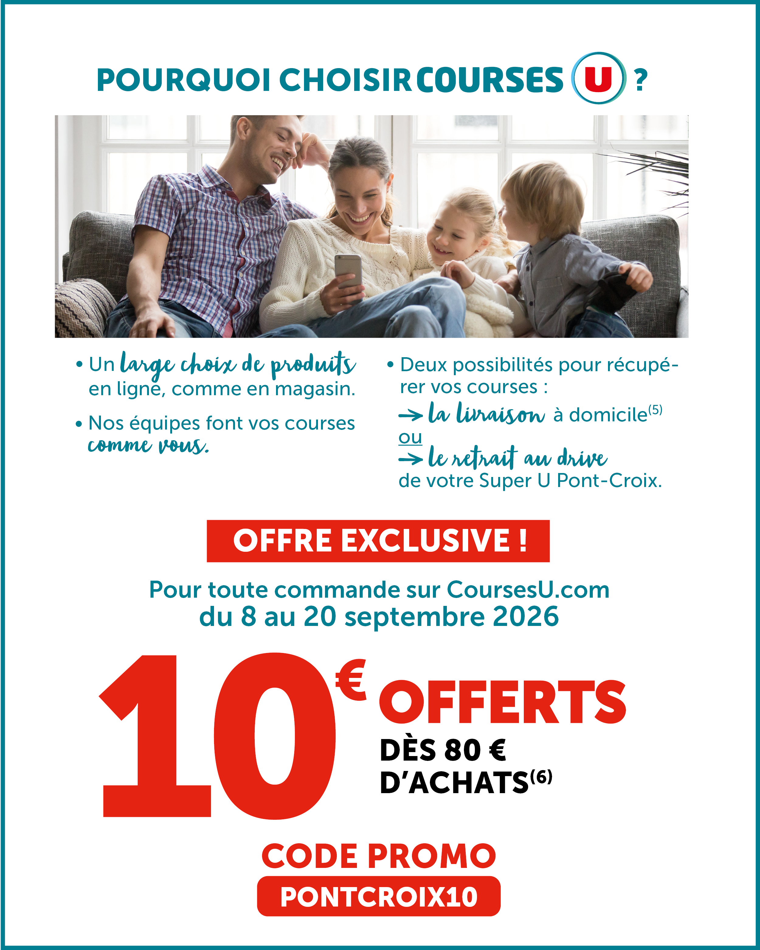 10€ offerts dès 80€ d'achats sur courses u