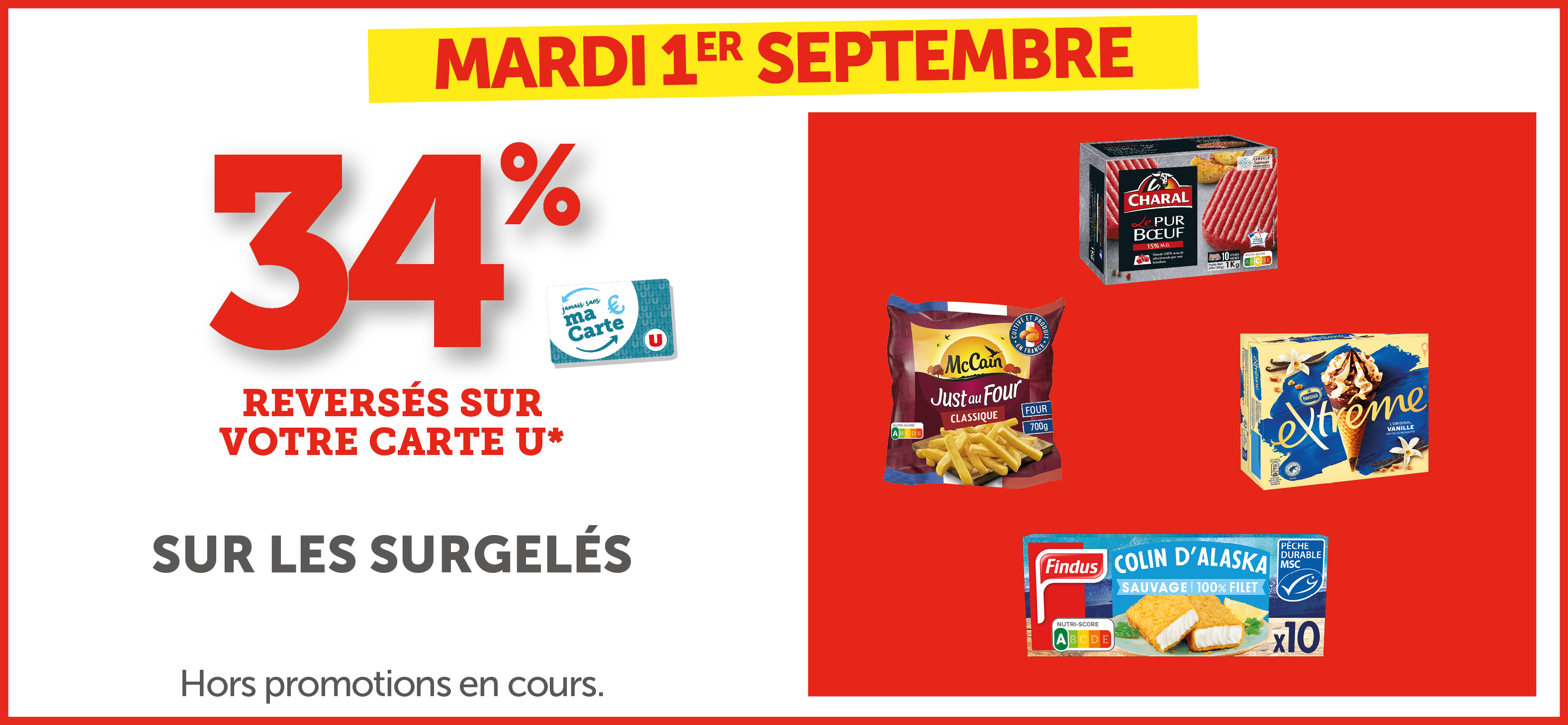 34% versés sur votre Carte U sur les surgelés