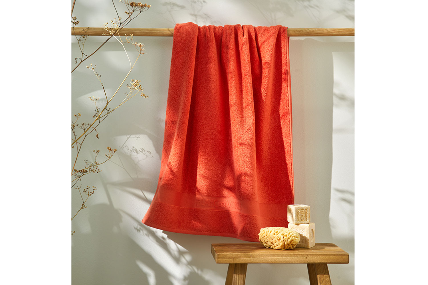Drap de douche 70 x 140 cm Safran - Sienne- Sauge- Marine