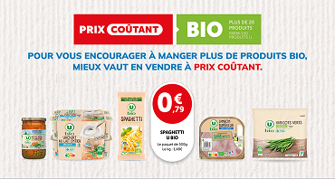 Profitez de prix coûtant sur plus de 20 produits U Bio. Pour vous encourager à manger plus de produits bio, mieux vaut en vendre à prix coûtant.