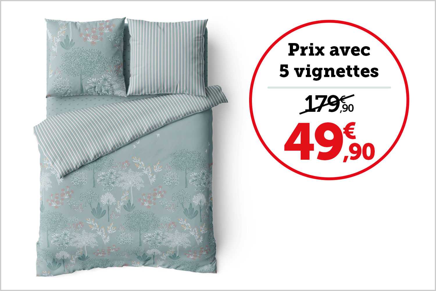 PARURE HOUSSE DE COUETTE "BRUME D’ÉTÉ" 240 x 220 cm + 2 taies d’oreiller 63 x 63 cm