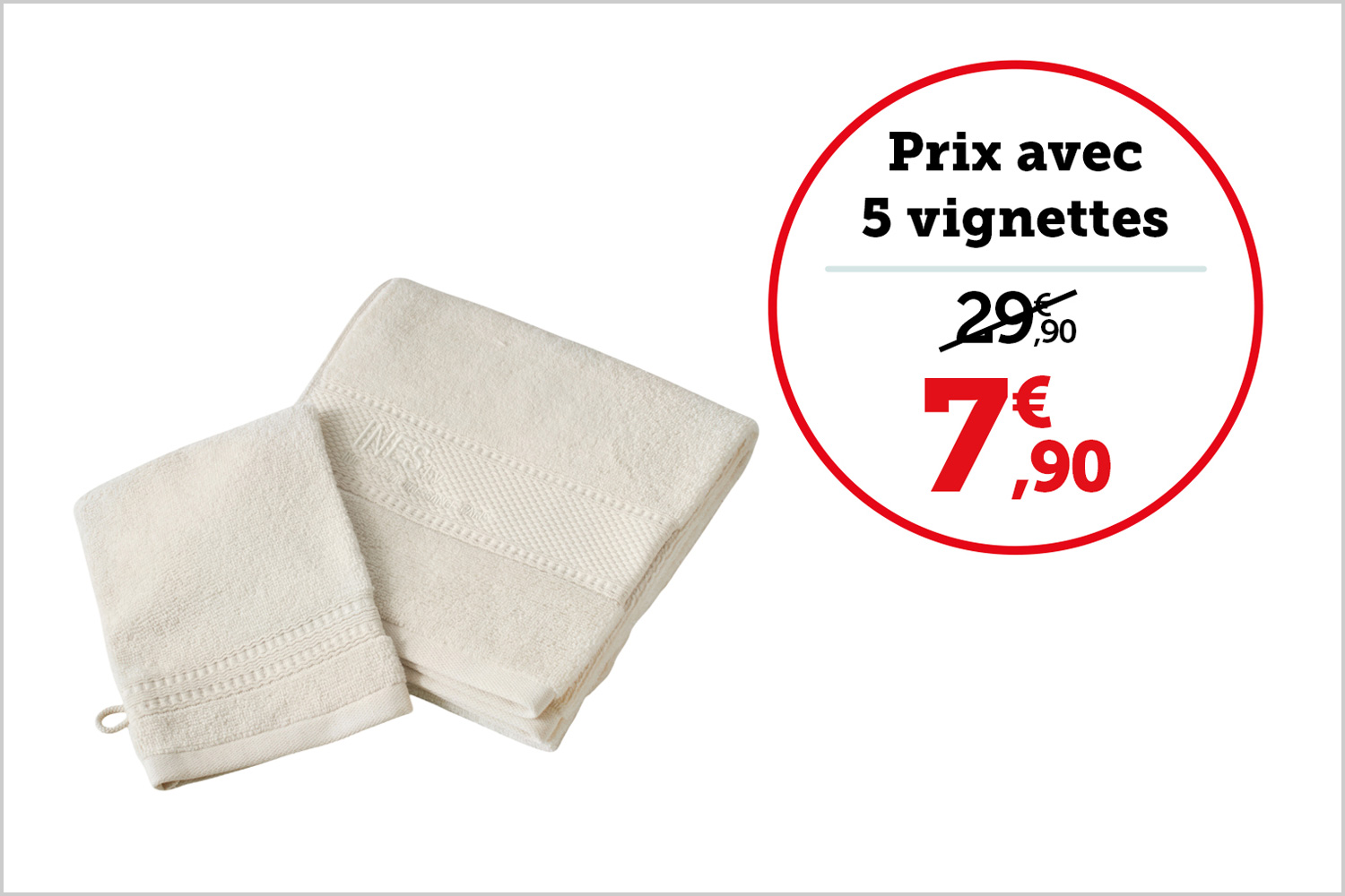 LOT 1 SERVIETTE 50 X 100 cm + 1 GANT 15 x 21 cm | Crème