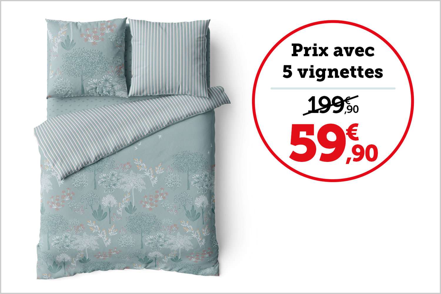 PARURE HOUSSE DE COUETTE "BRUME D’ÉTÉ" 260 x 240 cm + 2 taies d’oreiller 63 x 63 cm