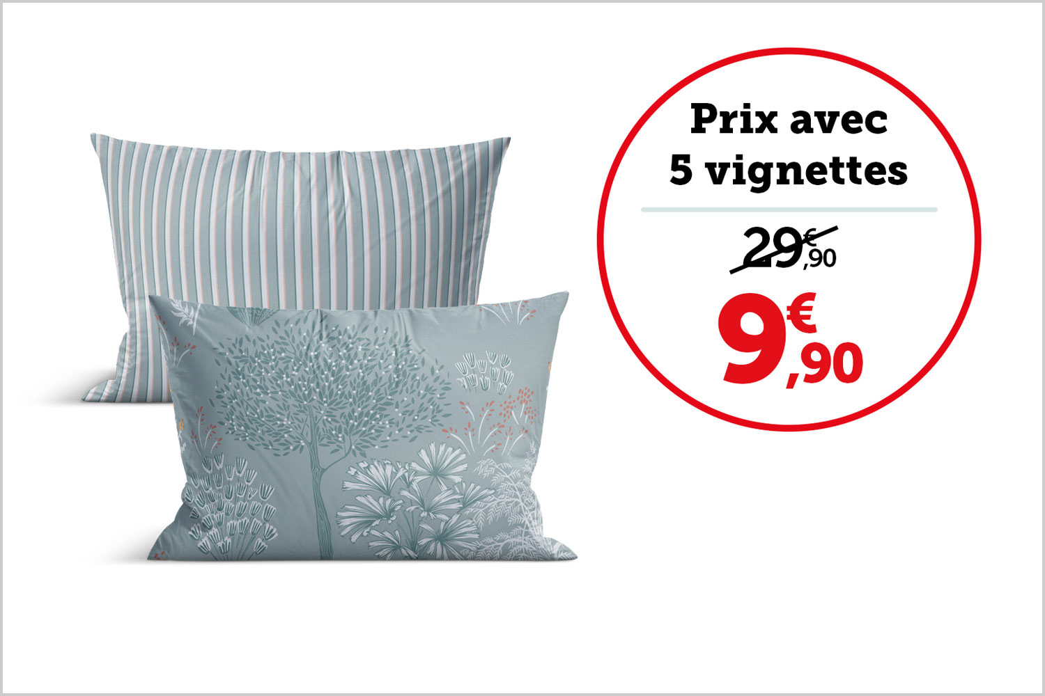 LOT DE 2 TAIES D’OREILLER "BRUME D’ÉTÉ" 50 x 70 cm (satin de coton)