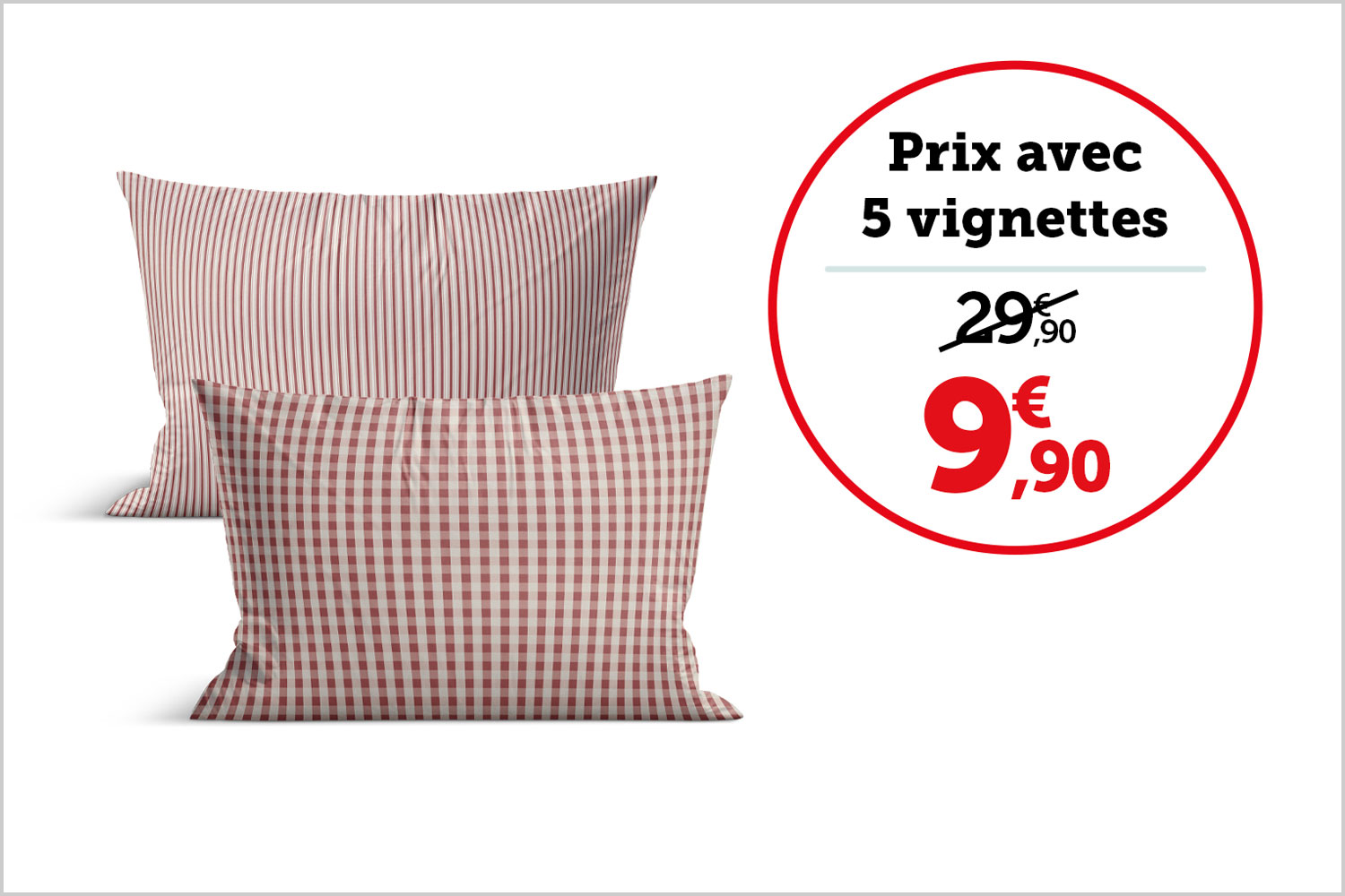 LOT DE 2 TAIES D’OREILLER "VICHY" 50 x 70 cm