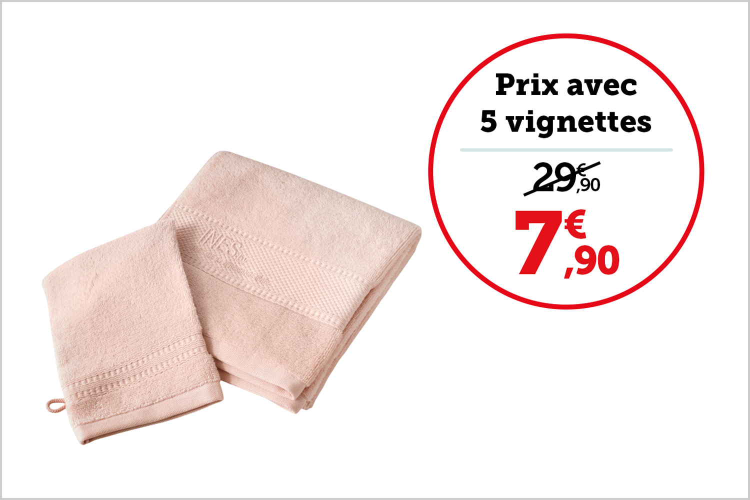 LOT 1 SERVIETTE 50 X 100 cm + 1 GANT 15 x 21 cm | Rose