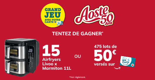 Airfryer Livoo et Marmiton 11L ou 50€ versés sur votre carte U