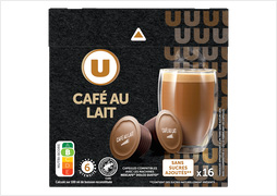DOSETTES CAFE AU LAIT TYPE DOLCE GUSTO U La boîte de 16 (soit 112g)