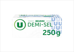 BEURRE DEMI SEL 82%MG Bleu-Blanc-Coeur U  La plaquette de 250G
