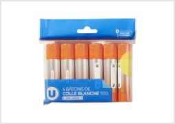 Baton colle U 10g blanche x6