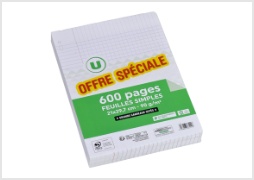 Feuille simple perforée U 21x29,7cm 600 pages 90g seyes