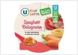 SPAGHETTI BOLOGNAISE DES 12 MOIS U TOUT PETITS BIO L'assiette de 230 g