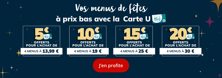 5€ offerts pour l'achat de 4 menus à 13,90€