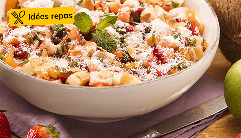 Salade de fruits aux amandes et noix de coco
