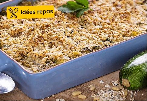 Idées repas : crumble de courgettes au pesto