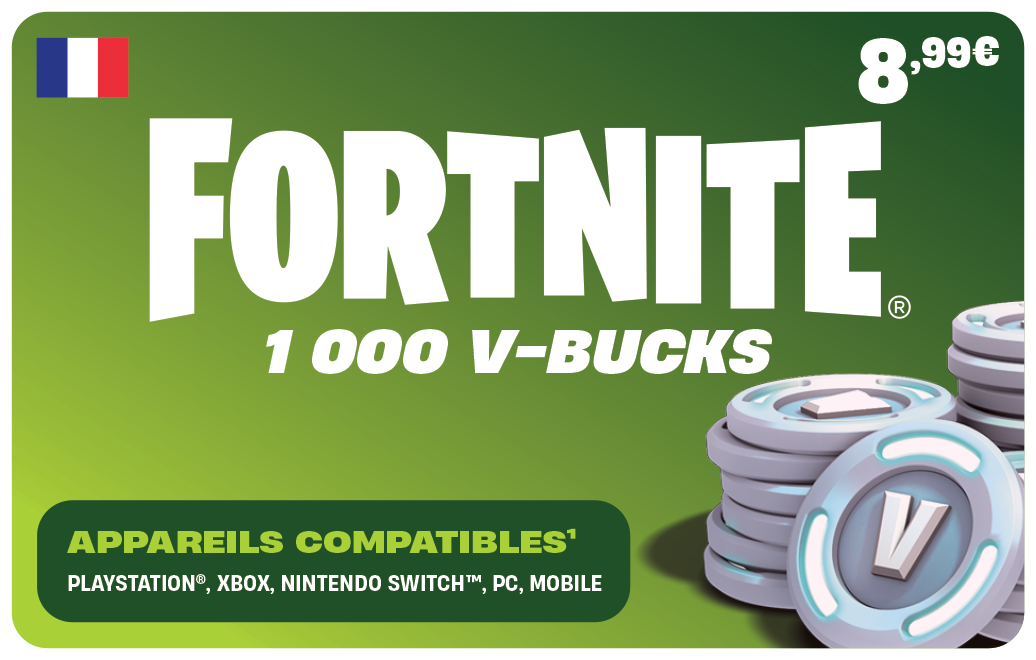 Carte EPIC FORTNITE 1000 V-BUCKS 8,99 €