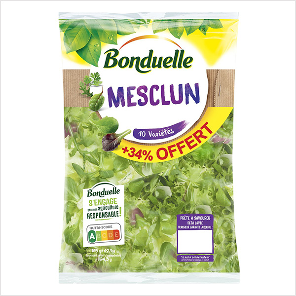 Sachet de salade Mesclun  (145gr + 34% offert)