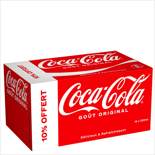 Le pack de 15 canettes Coca-Cola (original ou sans sucres)