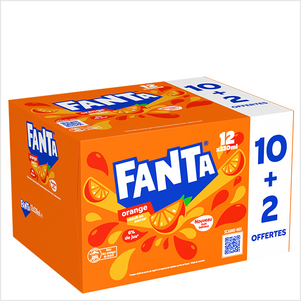 Le pack de 10 canettes Coca-Cola (orange ou citron)