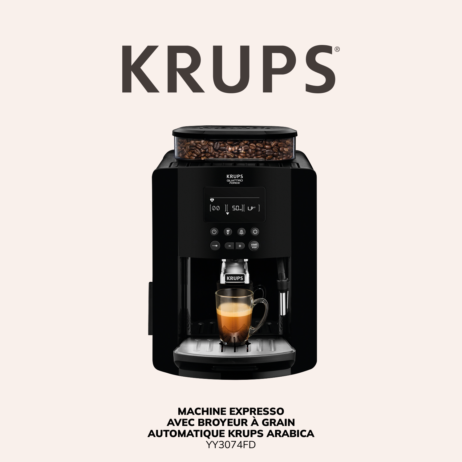 Y3074FD Machine expresso avec broyeur à grain automatique KRUPS Arabica