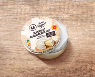 U DE NOS REGIONS Camembert de Normandie AOP au lait cru 22%MG, 250g