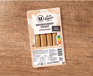 U DE NOS REGIONS Véritable knacks d'Alsace - x4, 220g