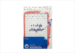 Ardoise effacable + stylo assortis