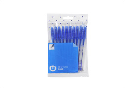 U Stylo bille pointe moyenne, bleu, 10 unités