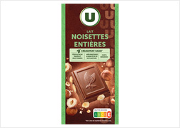 CHOCOLAT LAIT NOISETTES ENTIERES U - La tablette de 200 g