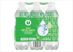 EAU MINERALE NATURELLE GAZEUSE U - pack de 6 bouteilles (soit 3 L)