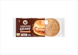 PAINS HAMBURGER GEANT COMPLET U - Le sachet x4(soit 330 g)