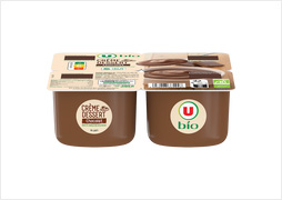 CREME DESSERT CHOCOLAT U BIO - Les 4 pots (soit 380g)