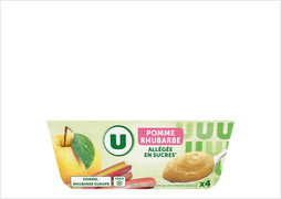 DESSERT FRUITE ALLEGE EN SUCRES POMME RHUBARBE - Les 4 pots de 100G