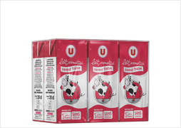 LAIT UHT AROMATISE FRAISE U  - Les 6 briquettes de 20 cl