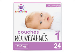 COUCHES NOUVEAU NE TAILLE 1 U TOUT PETITS -  Le sachet de 24 couches