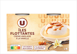 ILE FLOTTANTE CREME ANGLAISE VANILLE U - Les 4 pots (soit 400g)