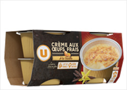 CREME AUX ŒUFS FRAIS SAVEUR VANILLE U - Les 4 pots (soit 400g)