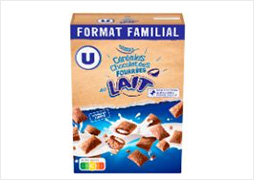 U Céréales chocolatées fourrées au lait 600g