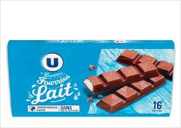 Barres chocolats fourrées lait