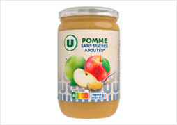 U purée de pomme sans sucre ajouté - bocal de 680g